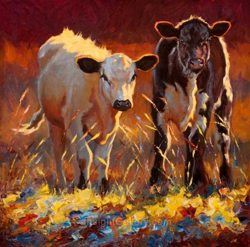 Calves on Old Mason Road by Cheri Christensen